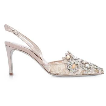 Rene Caovilla Ladies Veneziana Lace Pointed-Toe Slingback Pumps