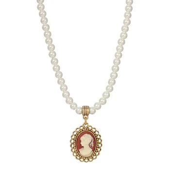 2028 | Acrylic Imitation Pearl Cameo Pendant Necklace,商家Macy's,价格¥270
