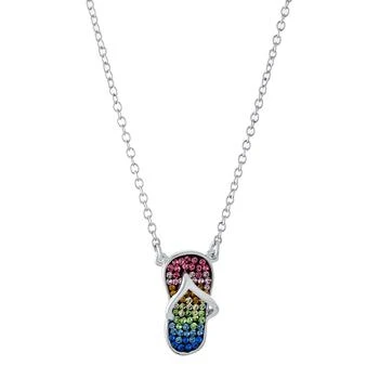 Macy's | Crystal Flip Flop Pendant 16+2" Extender Chain In Silver Plated 3折