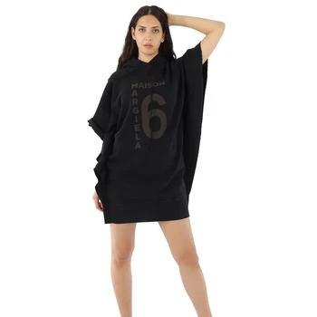 推荐MM6 Ladies Black Logo Print Hooded Dress, Size X-Small商品