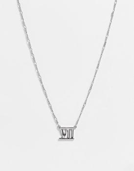 推荐ASOS DESIGN neckchain with roman numeral pendant in silver tone商品