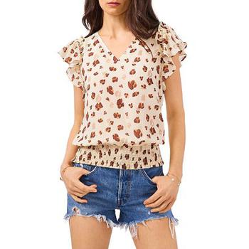 1. State是什么牌子, 1. State | 1.State Womens Animal Flutter Sleeve Top商品图片 2折