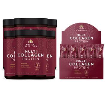 洗面奶氨基酸真假, Ancient Nutrition | Multi Collagen Protein 6-Pack + 40 Stick Pack Box商品图片 