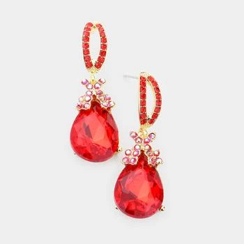 FASHNZFAB | Teardrop Crystal Rhinestone Evening Earrings - Siam,商家Premium Outlets,价格¥161