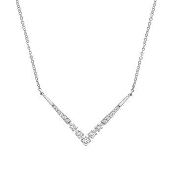 商品Diamond "V" Fancy Collar Necklace (1/4 ct. t.w.) in Platinum, 16" + 2" extender, Created for Macy's图片