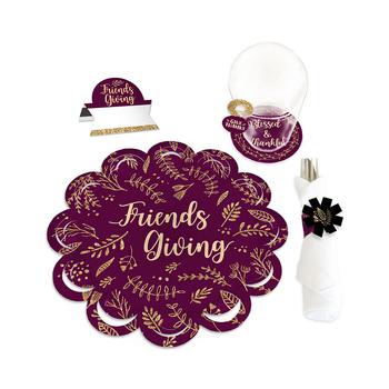 Big Dot of Happiness | Elegant Thankful for Friends - Friendsgiving Thanksgiving Party Paper Charger and Table Decorations Chargerific Kit  for 8商品图片,