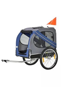 Aosom | Dog Bike Trailer Pet Cart Bicycle Wagon Cargo Carrier Attachment for Travel with 3 Entrances Large Wheels for Off Road and Mesh Screen Blue / Grey,商家Belk,价格¥1205