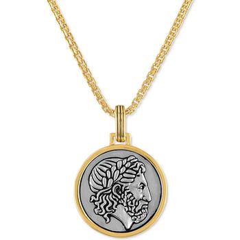 Esquire Men's Jewelry | Two-Tone Zeus Amulet 24" Pendant Necklace in Sterling Silver & 18k Gold-Plated, Created for Macy's商品图片,3.8折