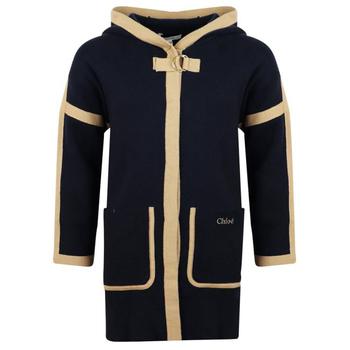 商品Navy & Beige Knitted Hooded Jacket图片