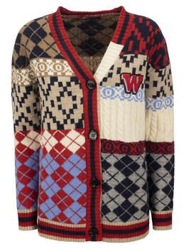 max mara weekend好用吗, Weekend Max Mara | Weekend Max Mara Patchwork V-Neck Cardigan商品图片 