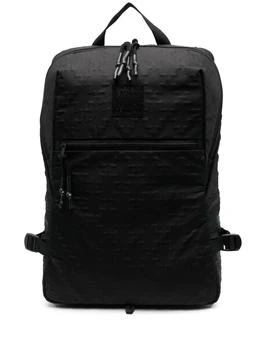 推荐Men's Black Black Logo-Patch Embossed Backpack商品