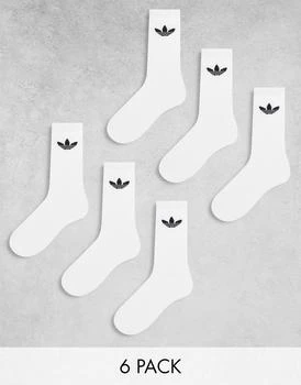 推荐adidas Originals trefoil 6 pack socks in white商品