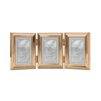 Lawrence Frames | Polished Metal Hinged Triple Picture Frame - Bead Border Design, 2.5" x 3.5",商家Macy's,价格¥263