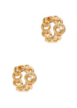 Gucci | GG gold-tone chain hoop earrings商品图片,