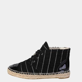 香奈儿鞋, Chanel | Chanel Black Tweed Lace up Espadrilles EU 38商品图片 