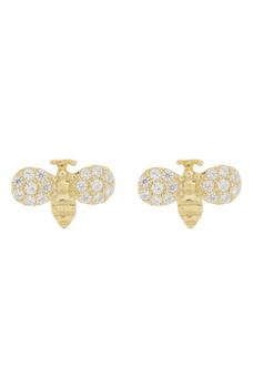 商品ARGENTO VIVO STERLING SILVER | 18K Gold Plated Pavé Bee Stud Earrings,商家Nordstrom Rack,价格¥86图片