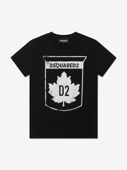 商品DSQUARED2 | Dsquared2 Black Kids Maple Leaf Logo T-Shirt,商家Childsplay Clothing,价格¥739图片