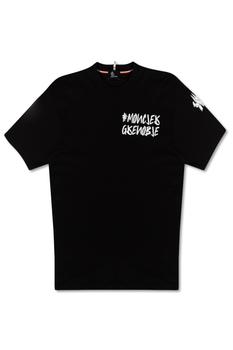 推荐Moncler Mens Black Logo-print T-shirt, Size Large商品