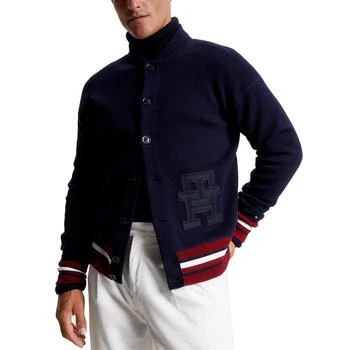 Tommy Hilfiger | Men's Monogram Logo Appliqué Knit Varsity Bomber Jacket 6折, 独家减免邮费