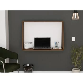 Simplie Fun | Lewiston 1-Shelf Floating Wall Desk Mahogany and White,商家Premium Outlets,价格¥944
