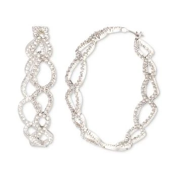 Givenchy | Silver-Tone Crystal Open Hoop Earrings, 1-3/4",商家Macy's,价格¥432