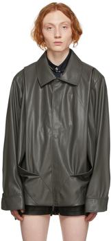 feng chen wang, Feng Chen Wang | Black Faux-Leather Jacket商品图片 5.3折