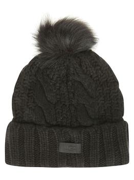 UGG | UGG W Knit Cable Hat W F Fur Pom Black商品图片,7.5折