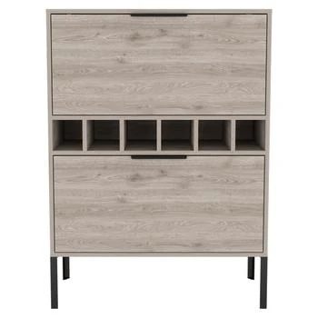 FM Furniture | Rowan Bar Cabinet, Six Wine Cubbies, Double Door Cabinet,商家Verishop,价格¥2029