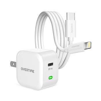 商品Overtime | iPhone 13/12/11 Charging Set, Including Fast 20W USB-C Charger and 6ft Apple MFi Certified USB-C to Lightning Cable,商家Macy's,价格¥144图片