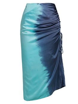 推荐Dip-Dye Silk Ruched Midi Skirt商品