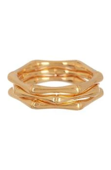 ADORNIA | 14K Gold Plated Bamboo Stacking Rings - Pack of 3,商家Nordstrom Rack,价格¥150