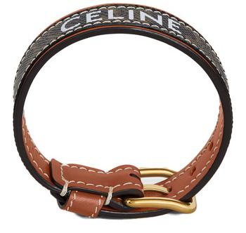 celine triomphe, Celine | Triomphe Canvas Leather Bracelet  In Brass With Gold Finish, Calfskin And Canvas商品图片 