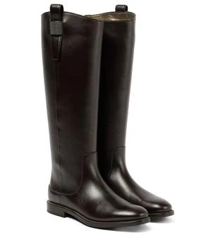 推荐Embellished leather knee-high boots商品