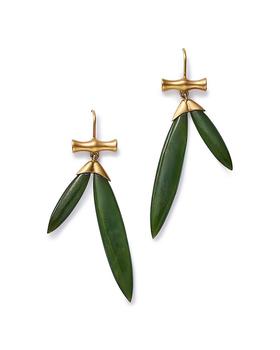 商品14K Yellow Gold Jade Bamboo Drop Earrings图片