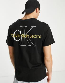 Calvin Klein | Calvin Klein Jeans monogram logo back print boxy fit t-shirt in black商品图片,额外9.5折, 额外九五折