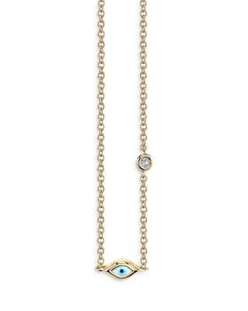 Sydney Evan | 14K Yellow Gold Mini Enamel Evil Eye Pendant Necklace, 18",商家Bloomingdale's,价格¥3944