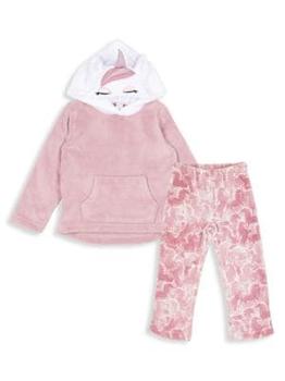 商品Petit Lem | Little Girl’s 2-Piece Unicorn Print Hoodie & Pants Pajama Set,商家Saks OFF 5TH,价格¥218图片
