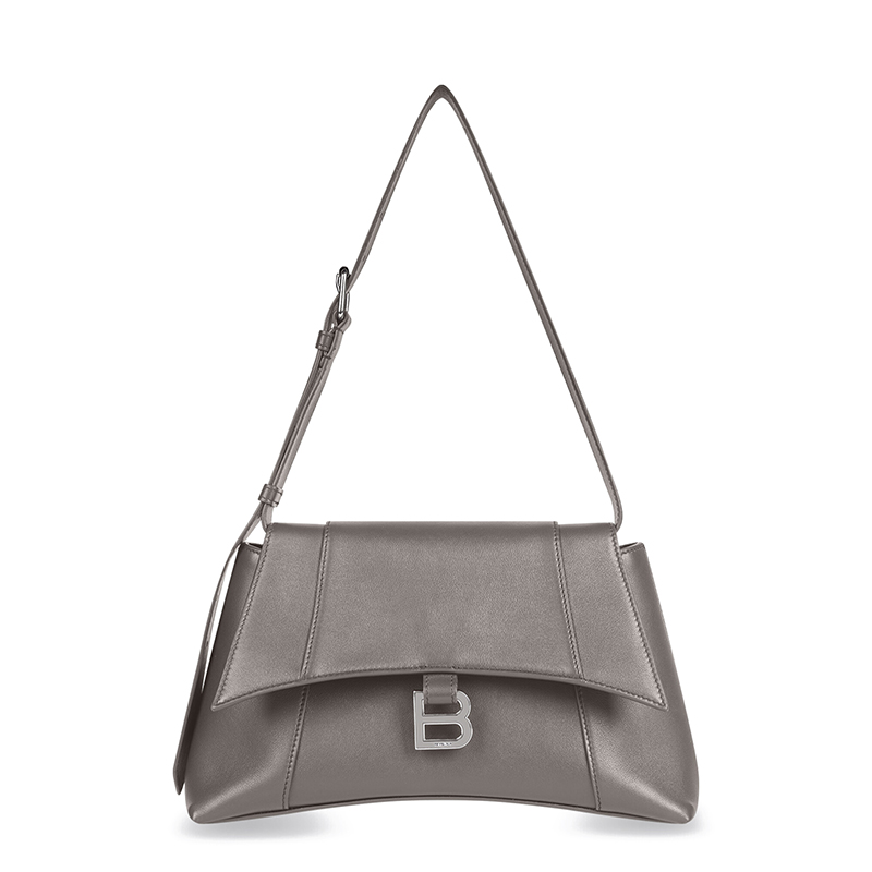 巴黎世家短袖, Balenciaga | 预售2-3周 Balenciaga/巴黎世家 DOWNTOWN系列 女士小号光滑灰色小牛皮复古银色饰面B徽标单肩斜挎包67135329S1Y1604商品图片 7.5折, 包邮包税