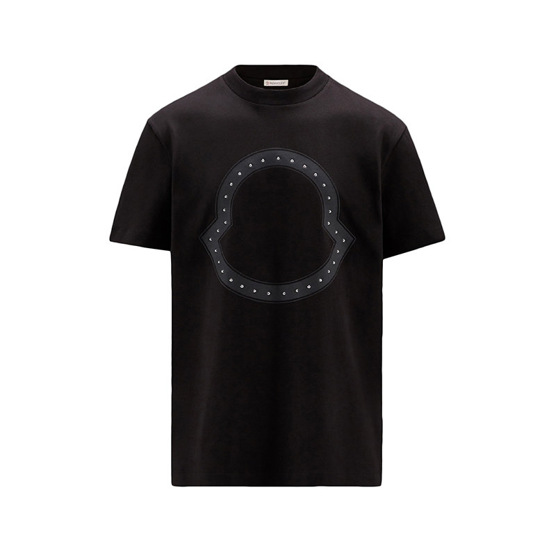 Moncler | 【预售3-7天】Moncler/蒙克莱 22年秋冬新款 男士黑色纯棉铆钉徽标短袖T恤H10918C000158390T999商品图片,1折起, 包邮包税
