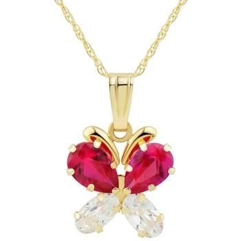 Macy's | Lab-Created Ruby (1 ct. t.w.) & Lab-Created White Sapphire (5/8 ct. t.w.) Butterfly 18" Pendant Necklace in 14k Gold 2.5折