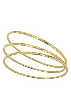推荐Set of 3 Hammered 14K Gold Plated Bangle Bracelets商品
