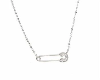 Melinda Maria | Safety Pin Necklace In Silver,商家Premium Outlets,价格¥172