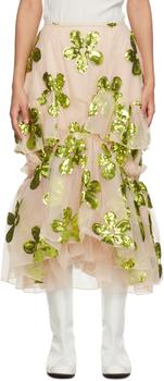 Simone Rocha | Off-White Sequinned Midi Skirt商品图片,