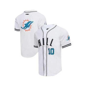 Pro Standard | Men's Tyreek Hill White Miami Dolphins Mesh Baseball Button-Up T-shirt,商家Macy's,价格¥824