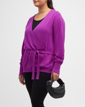 推荐Plus Size Faux-Wrap Cashmere-Blend Cardigan商品