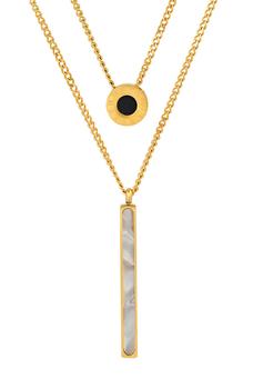 商品HMY JEWELRY | 18K Gold Plated Double Pendant Layered Necklace,商家Nordstrom Rack,价格¥340图片