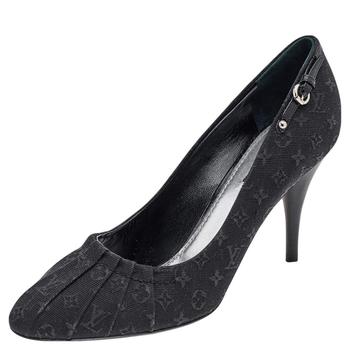 lv高帮鞋, [二手商品] Louis Vuitton | Louis Vuitton Black Monogram Mini Lin Canvas Myosotis Pumps Size 39.5商品图片 6折