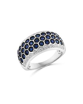 商品Bloomingdale's | Blue Sapphire & Diamond Geometric Ring in 14K White Gold,商家Bloomingdale's,价格¥28622图片