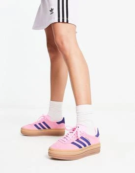 推荐adidas Originals Gazelle Bold platform trainers in pink with gum sole商品