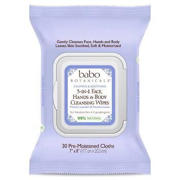 推荐Babo Botanicals 3-in-1 Calming Face, Hand, Body Wipes - Lavender & Meadowsweet商品